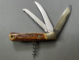 Jagd/Jägermesser 110 mm Hirschhorn - Top Zustand - Rarität