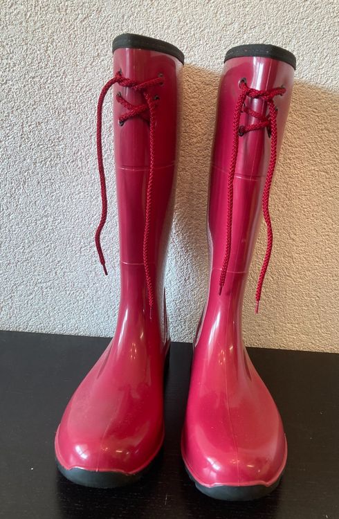 TUDUZ Damen Gummistiefel Kniehoch - Rutschfeste Regenstiefel Mit Absatz