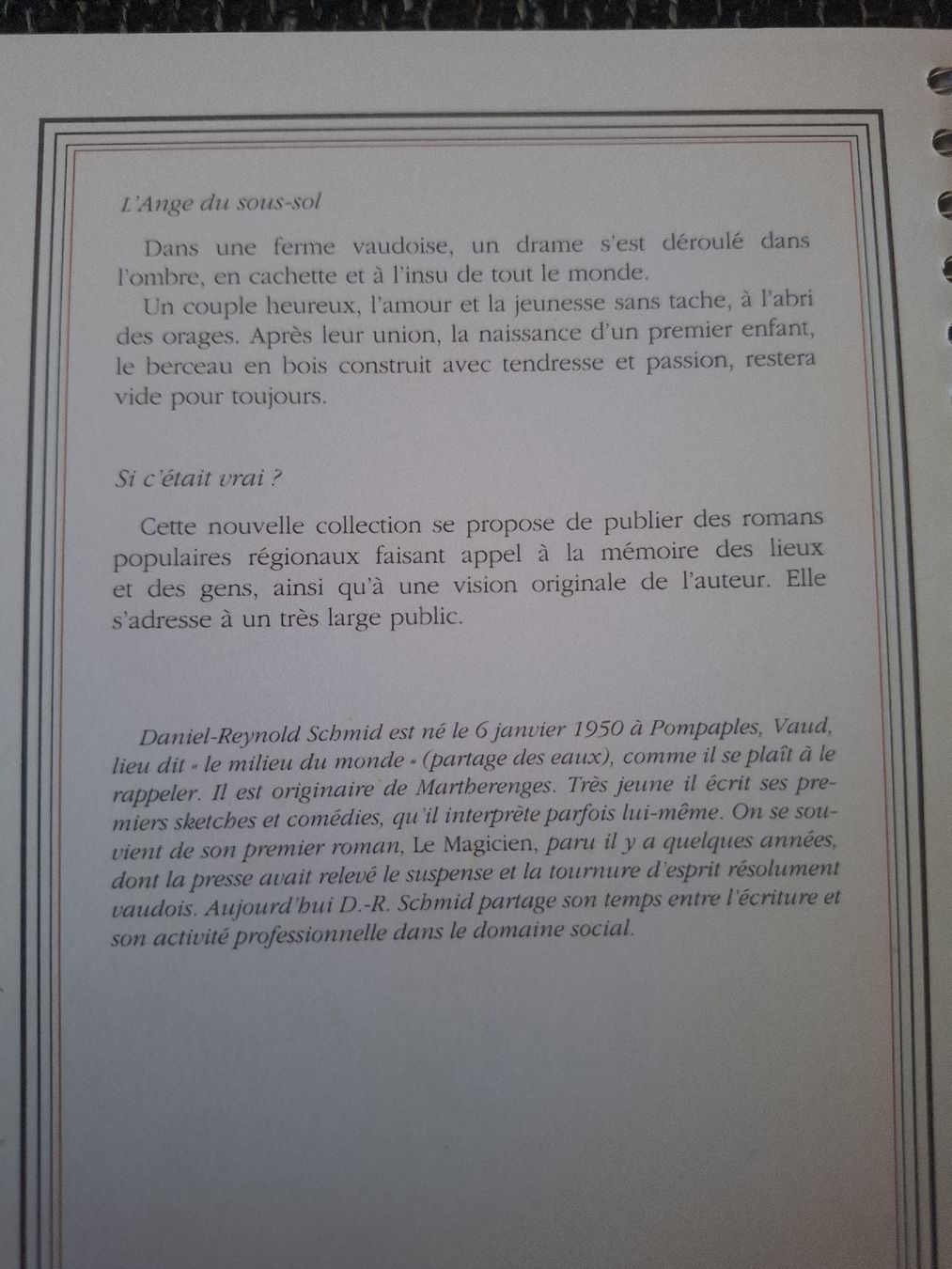 Libri: L'ange du sous-sol de Daniel-Reynold Schmid – Usato da Morges venduto da G33K43V3R 1