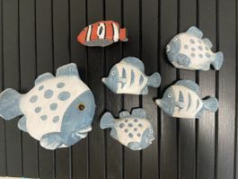 6er Set Keramik Fische Deko maritim guter Zustand