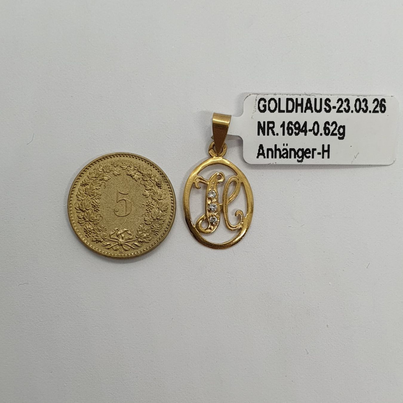 Ciondoli: Echt 18K Gold - H Anhänger – Usato da Luzern venduto da Goldhaus-Luzern 1