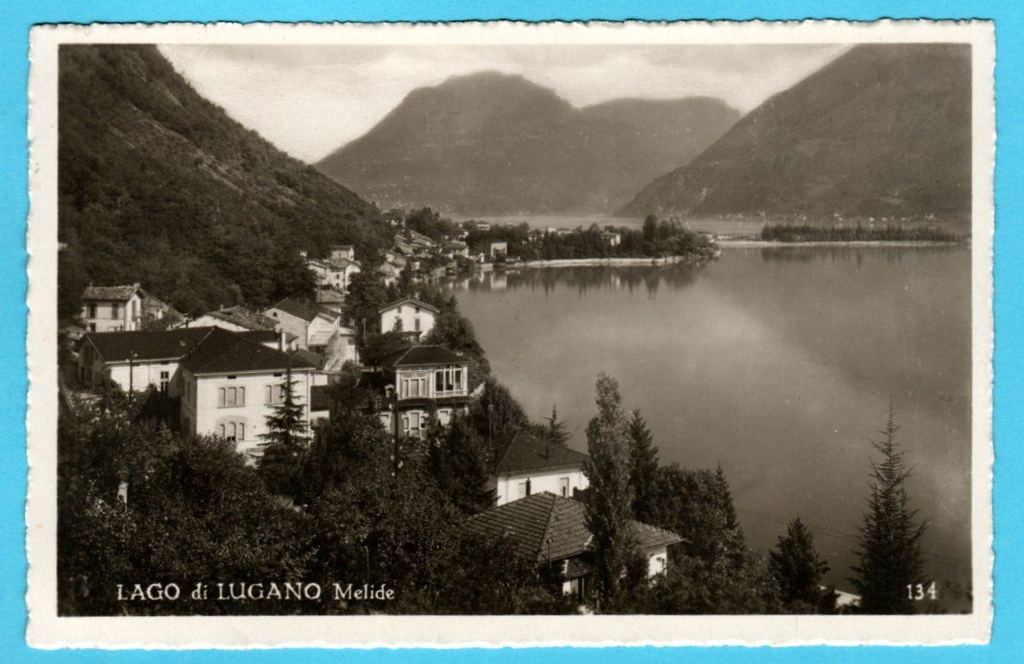 Cartoline postali: Lugano Melide 1933 – Usato da Zürich venduto da Sion2006