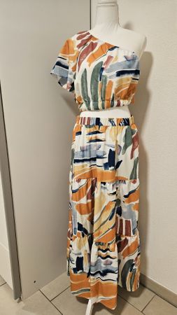 Zweiteiler Rock und Top Kleid bunt Gr. M-L