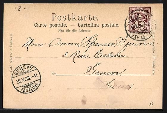 Cartoline postali: AK Genève, Teilansicht, 1898 – Usato da Berlin venduto da bartko-reher 1