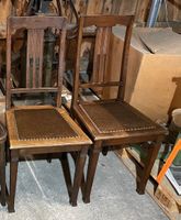 2 Stühle, Buche gebeizt, mit Stoff bezogen, Jugendstil,