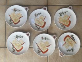 6 assiettes à fromage peinte à la main Made in Italy