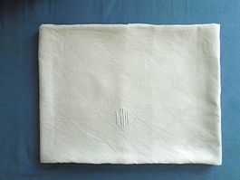 vintage LEINEN Tischtuch mit Monogramm * Tischdecke 160x215