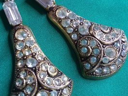 Vintage trendige Gold/Strass Ohrhänger