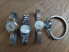 Lot 4 mechanische Armbanduhren Damen defekt