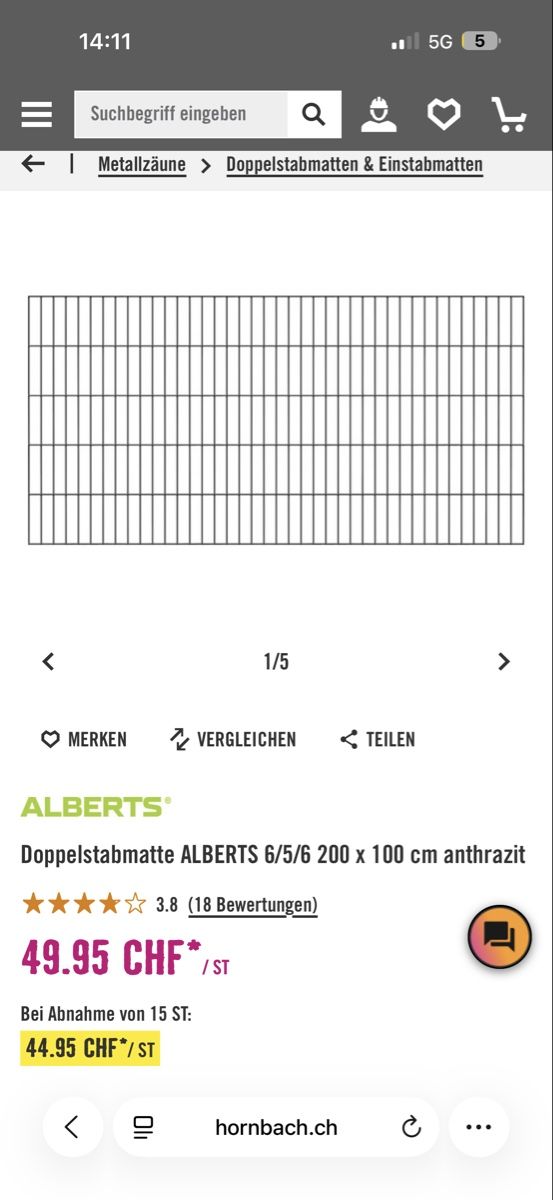 Fendivista: Doppelstabmatte ALBERTS anthrazit – Usato da Matzingen venduto da cel_57jz