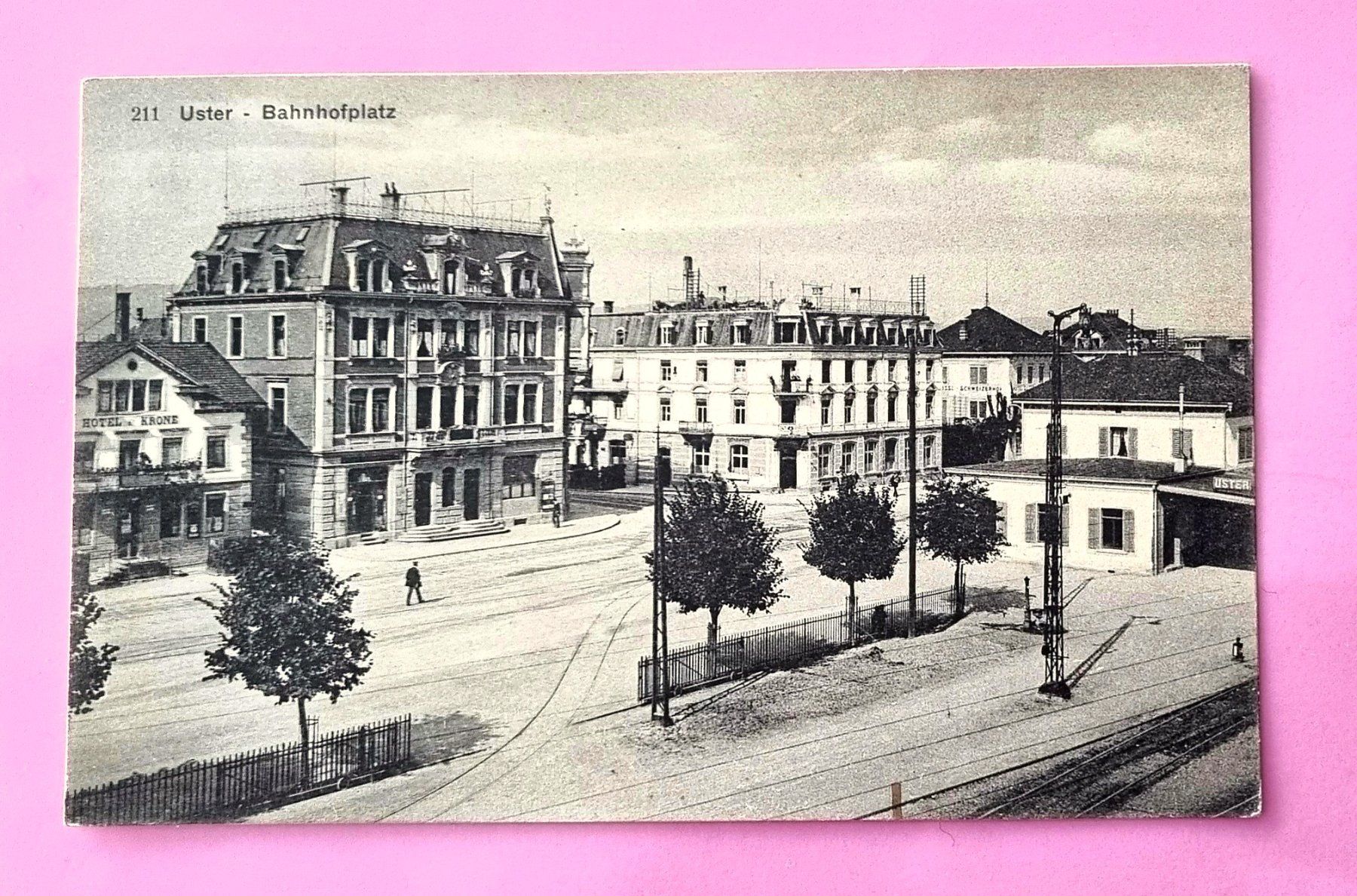 Ansichtskarten: Uster - Bahnhof - Hotel Krone - 1919 – Gebraucht aus Rothrist von RROENK
