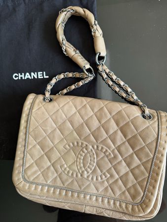 Chanel quilted bag, beige