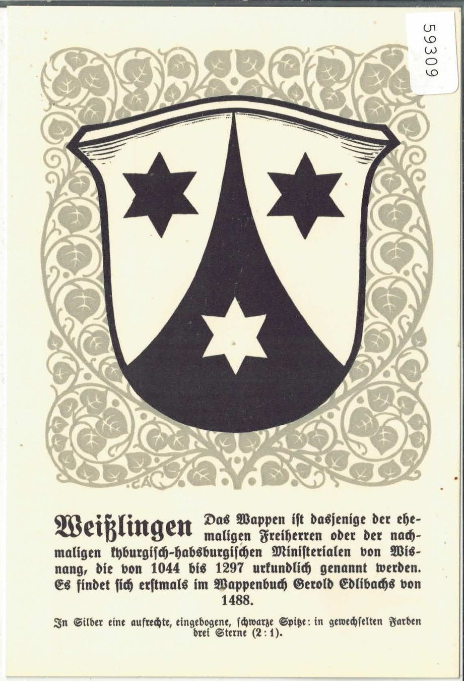 Cartes postales: Gemeindewappen von Weisslingen – D'occasion à Ettingen par Kartenplanet