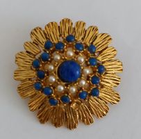 BROSCHE VINTAGE MIT BLAUE STEINE