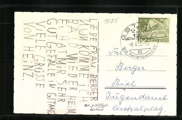 Ansichtskarten: AK Gstaad, Chalet Alpenblick, 1955 – Gebraucht aus Berlin von bartko-reher 1