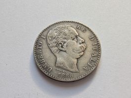 🇮🇹 Italy 2 Lire 1886 Umberto Silver 10g .835