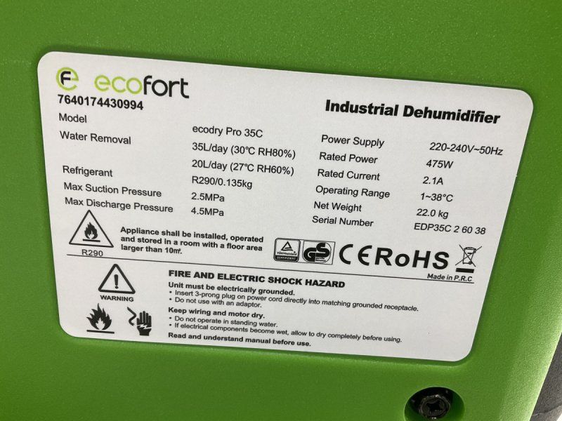 Ecofort Deumidificatori: Ecodry Pro 35C Industrie-Luftentfeuchter Ecofort, NEU – Nuovo e nell'imballaggio originale da Wängi venduto da Thurgauer98 2