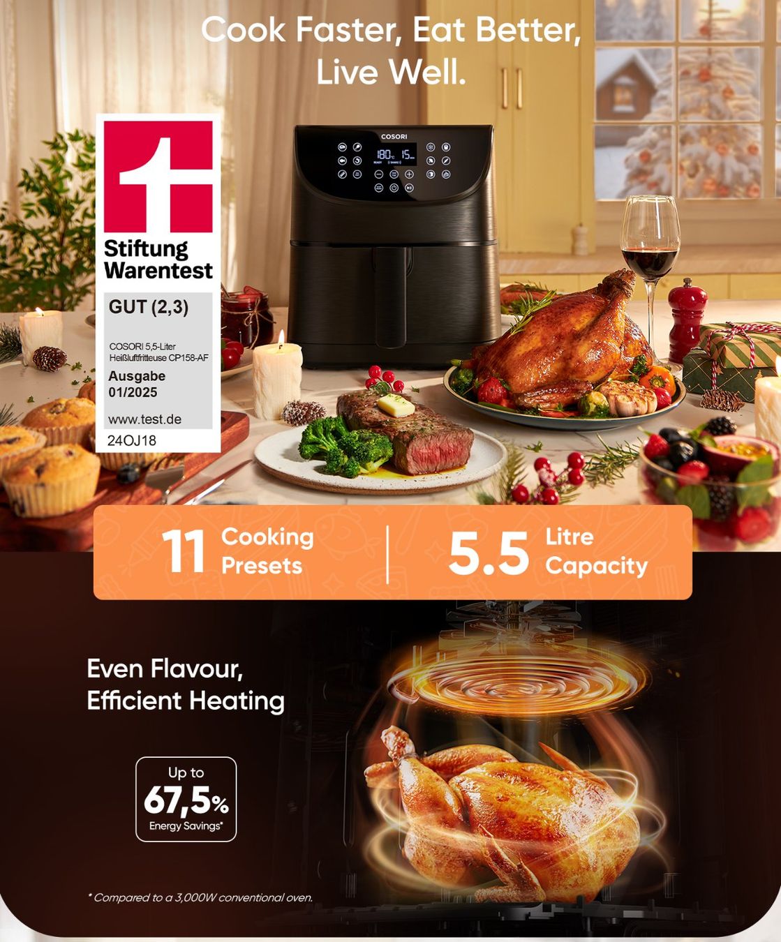 Elettrodomestici da cucina: Heissluftfritteuse Airfryer 5.5L 1700W Touch 11 Programme – Nuovo e nell'imballaggio originale da Genève venduto da Top-Trend 7