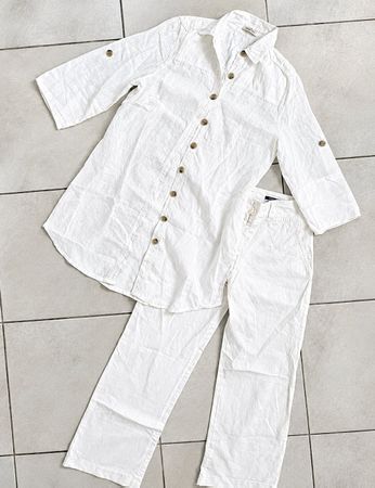 Hose & Leinenbluse Set Gr. 36/S – Weiss – Neuwertig