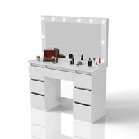 Schminktisch Lilia – LED, Spiegel & 7 Schubladen in Weiss