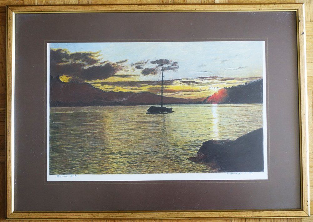 Tableaux: Sonnenuntergang am Thunersee – D'occasion à Untersiggenthal par Lindomagos