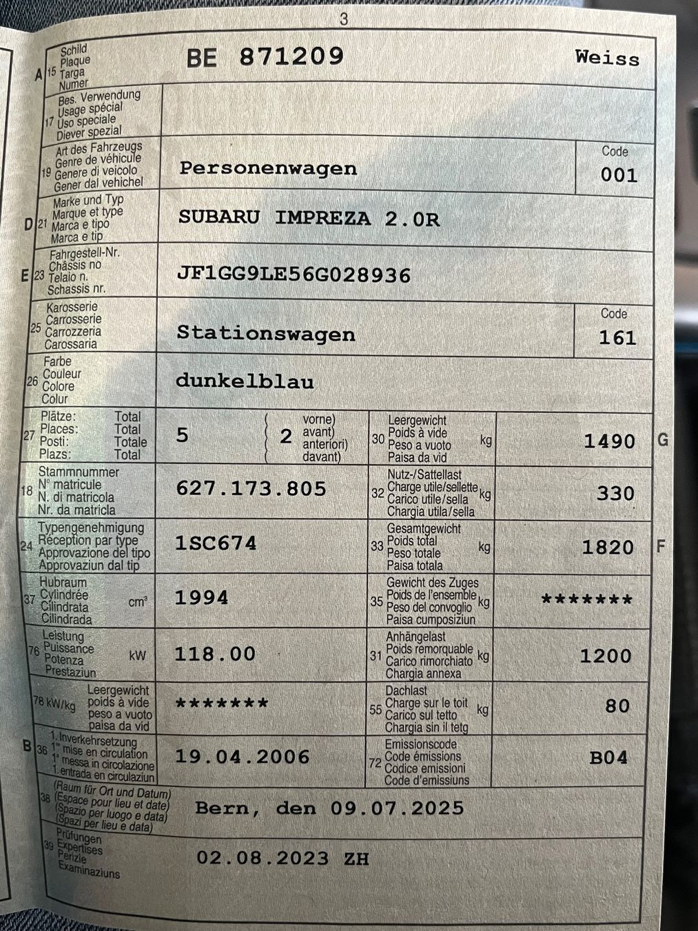 Subaru Automobili: Subaru Impreza Kombi 2.0 R – Usato da Walterswil BE venduto da noa_c9hz 8