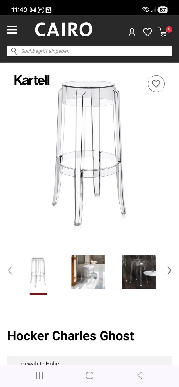 Kartell Sgabelli: Kartell Charles Ghost, Tabouret, H. 75 – Usato da Evilard venduto da emi_r6cd