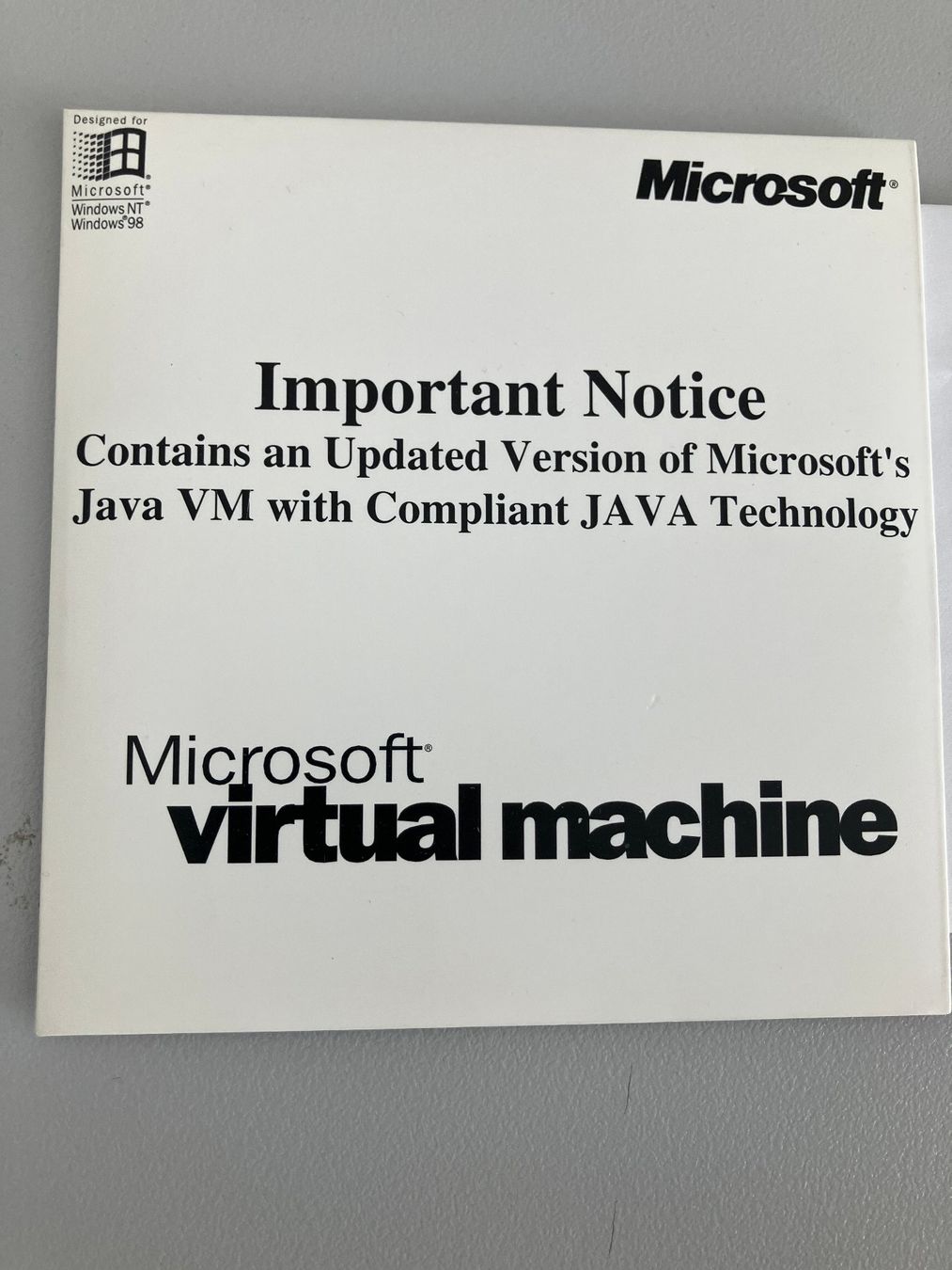 Microsoft Software: Microsoft Virtual Machine Java VM Windows 98 NT – Usato da Wetzikon ZH venduto da Herbi_58