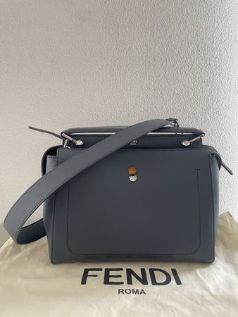 FENDI Dotcom Smooth Calfskin Satchel Navy
