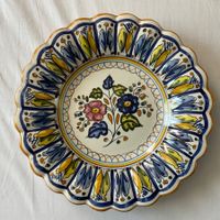Keramik Teller Wandteller Deko Handbemalt Floral