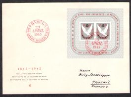 1945, W23, Block Basel auf illustr. Brief (14270)
