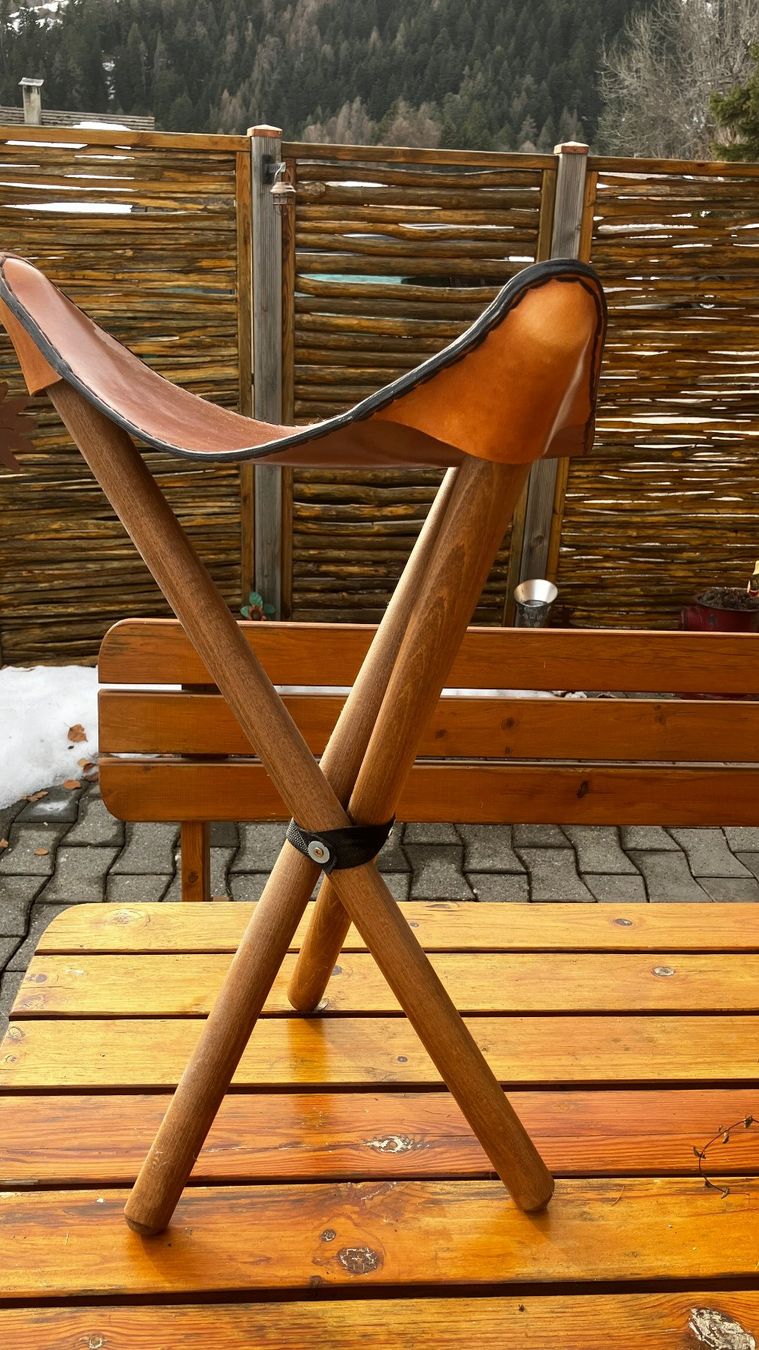 Hocker: Tabouret cowboy en bois & cuir – Neu (gemäss Beschreibung) aus Ovronnaz von LesBidochons 1