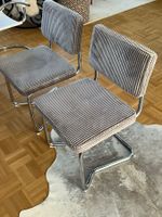 Zwei Freischwinger Stühle Cordstoff grau guter Zustand
