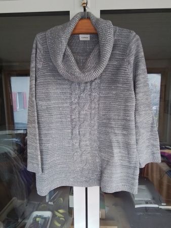 Damenpullover Gr.XL, grau CANDAS Rollkragen Strickpulli