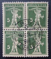 Nr. 183z Viererblock, Zentrumstempel HINWIL ZH, Kat: 120.-