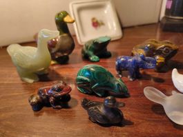 Sammlung Tiere Halbedelsteine Tigerauge Jade Malachit..