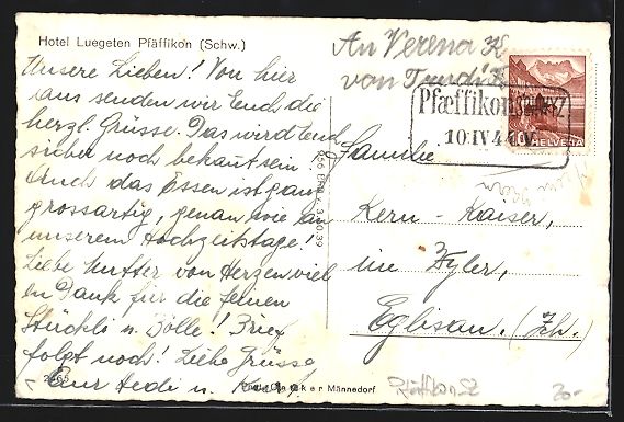 Cartoline postali: AK Pfäffikon, Hotel Luegeten – Usato da Berlin venduto da bartko-reher 1