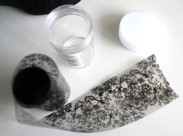Nail Nageldesign Transfer Folie Strasssteine Nägel schwarz