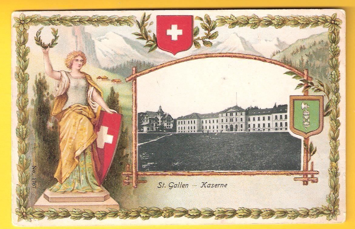 Ansichtskarten: 27.9.1911 St.Gallen Kaserne/Balkenstempel – Gebraucht aus Zürich von Hagliweg 2