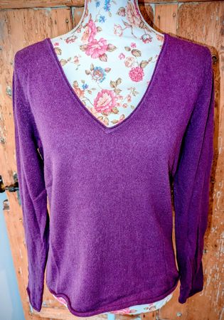 St. Emile Kaschmir-Pullover in Violett - Gr. 40/42