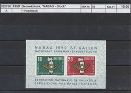 1959 Gedenkblock, "NABAG - St. Gallen", ** postfrisch