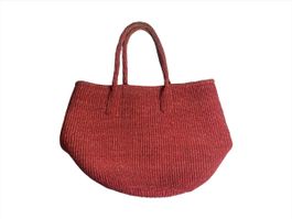 Sommerliche Handtasche aus Naturfasern, Rot, gut erhalten
