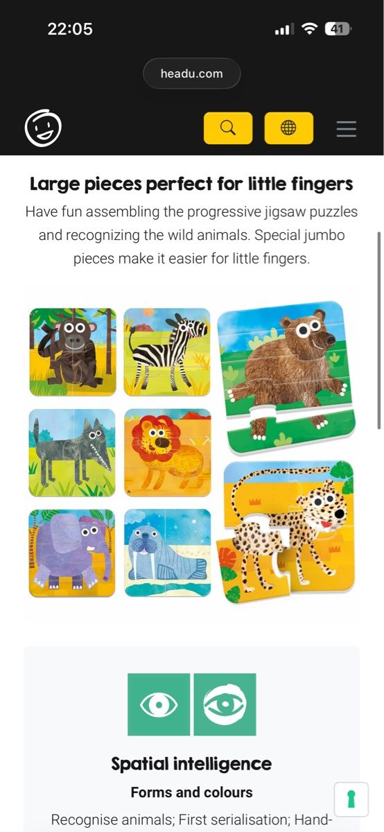 Puzzles: NEU: 8 Tierpuzzles von Headu, 2+ Jahre – Neu und originalverpackt aus Zürich von Freudefant 2