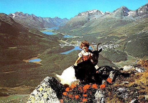 Ansichtskarten: ENGADIN St. Moritz - Heidi mit Ziege – Neu (gemäss Beschreibung) aus Jona von philajona