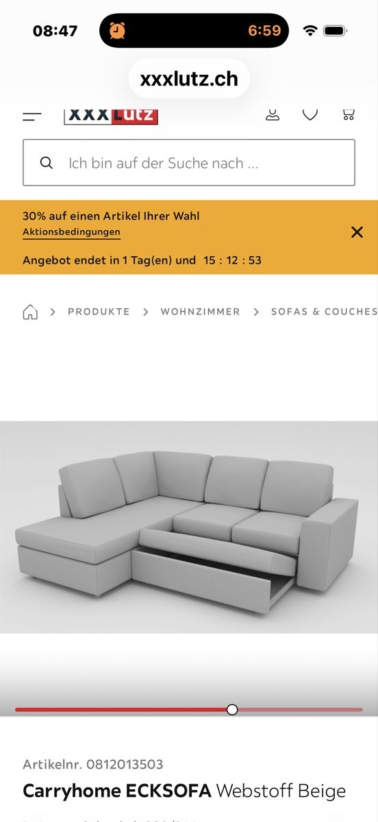 Sofas: Carryhome Ecksofa Webstoff Beige 283/244 cm neu – Neuf (Voir description) à Perlen par mue_2zgr 5