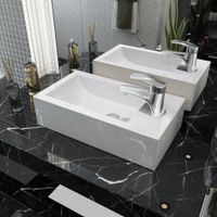 vidaXL Waschbecken Rechteckig mit Hahnloch Keramik Weiß 46x2