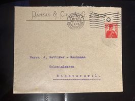 CH 1913 Firmen-GS 10Rp Helvetia Danzas&Cie Zürich 709 Wellen