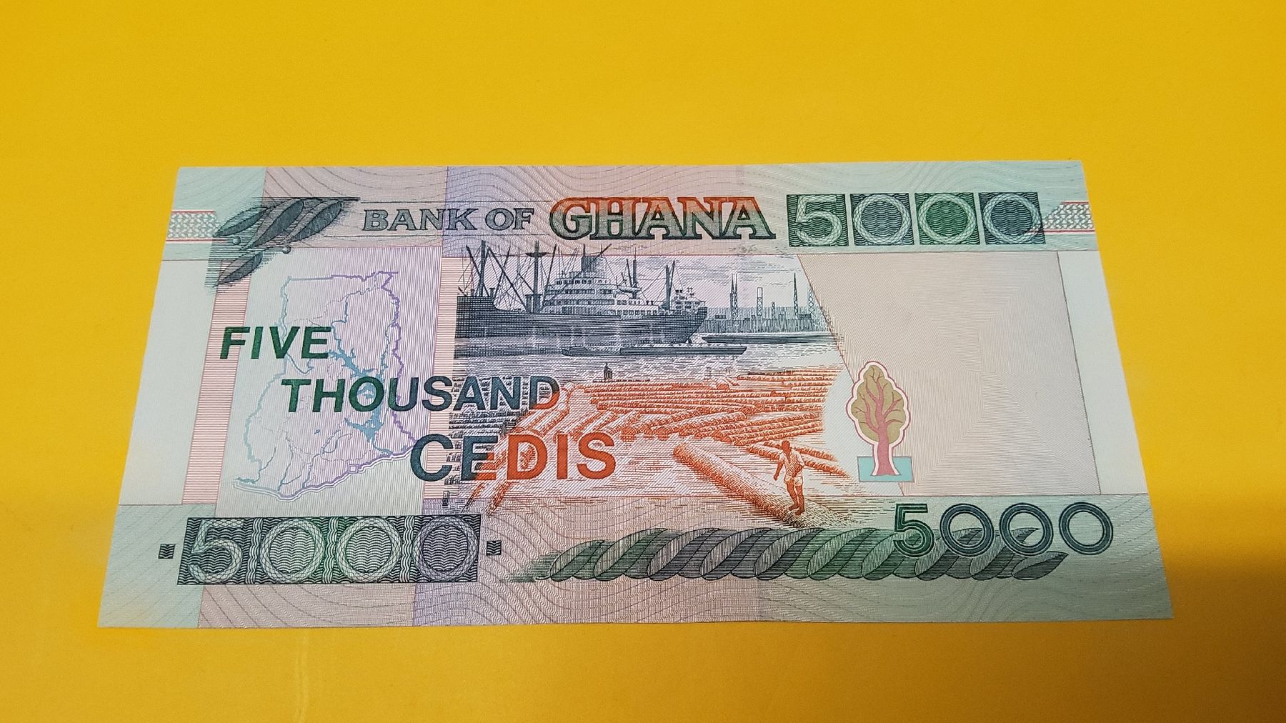 Banconote: Ghana 5000 Cedis Banknote, Jahr 2000, Top – Nuovo e nell'imballaggio originale da Herisau venduto da Nluanalucas 1