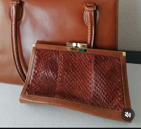 Vintage Ledertasche Damen braun Kroko Optik guter Zustand