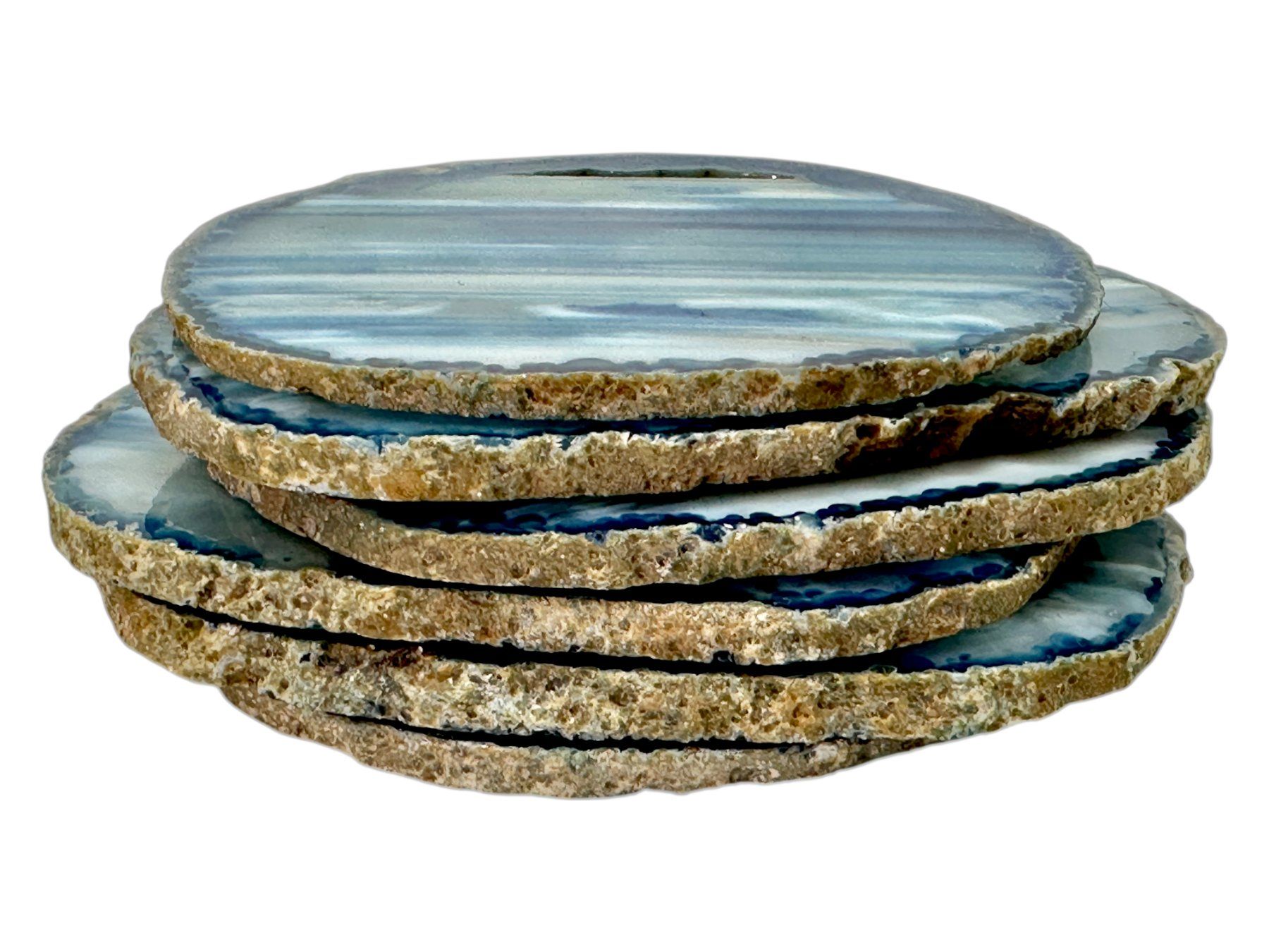 Sottobicchieri: Ensemble unique de six sous-verres en agate bleue – Usato da Morges venduto da Novantica 7